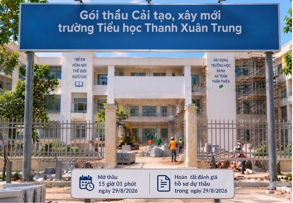 THÔNG BÁO TRÚNG THẦU GÓI THẦU CÔNG TRÌNH TRƯỜNG TIỂU HỌC THANH XUÂN TRUNG (HÀ NỘI)